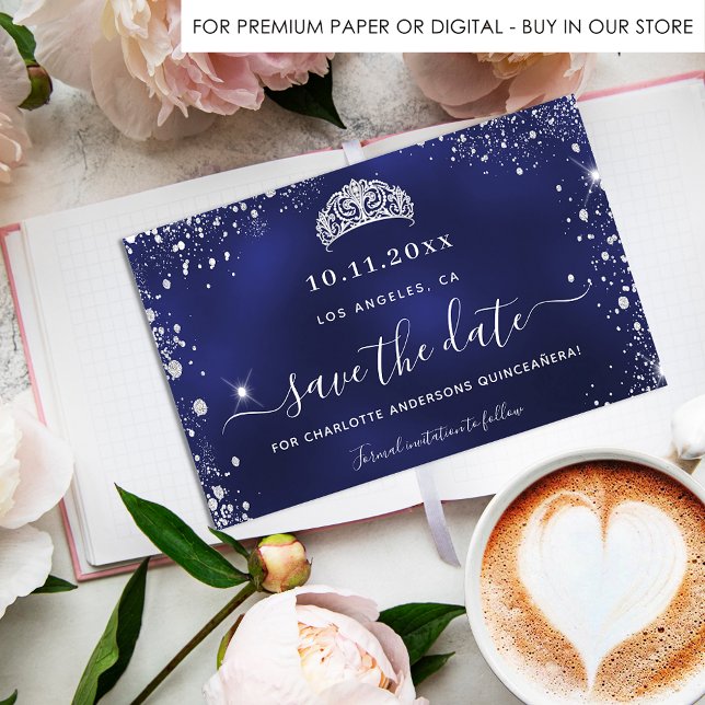 Budget Quinceanera navy blue silver save date (Creator Uploaded)