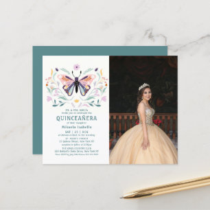 Budget Quinceañera Pink Butterfly Photo Floral