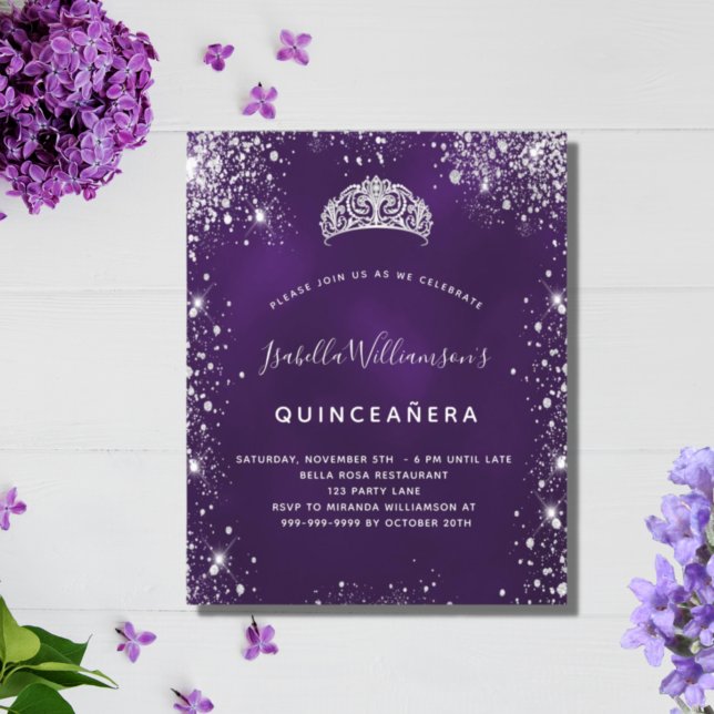 Budget Quinceanera purple silver glitter tiara (Creator Uploaded)