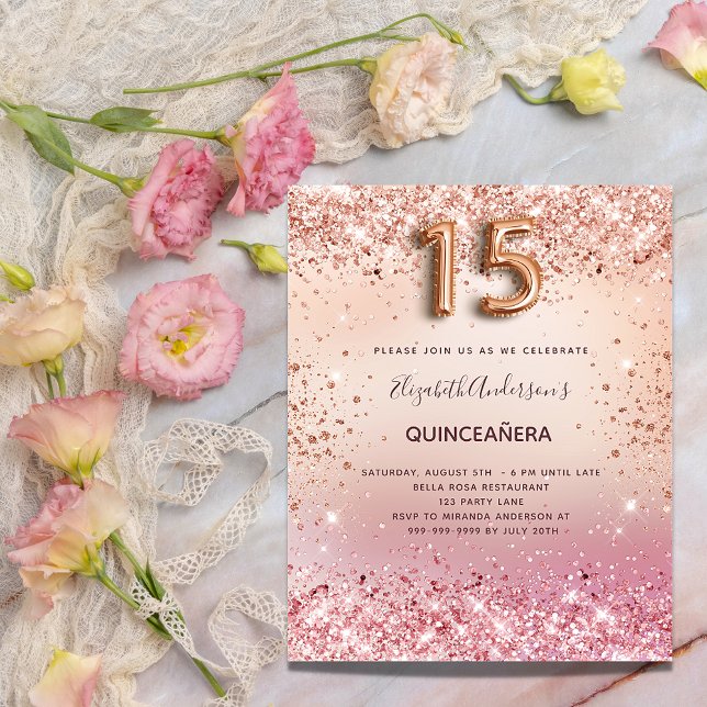 Budget Quinceanera rose gold blush pink glitter (Creator Uploaded)