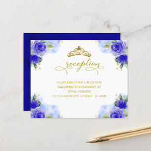 Budget Quinceanera Royal Blue Reception Card