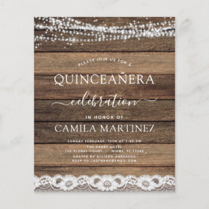Budget Quinceanera Rustic Farmhouse Lace Flyer