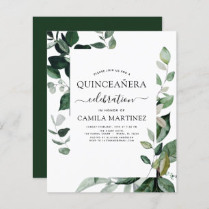 Budget Quinceanera Spring Botanical Greenery