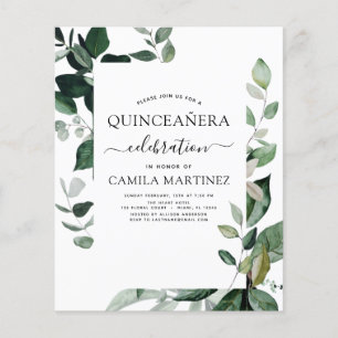 Budget Quinceanera Spring Botanical Greenery Flyer