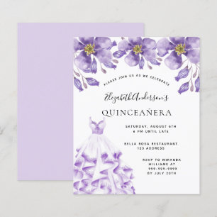 Budget Quinceanera violet white dress floral