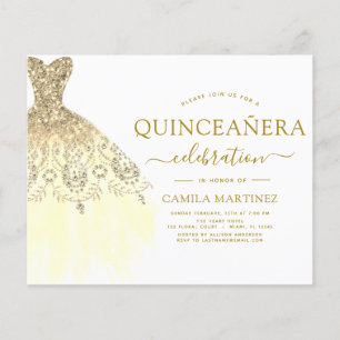 Budget Quinceanera White and Gold Glitter Flyer