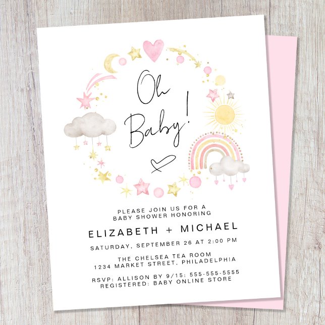 Budget Rainbow Baby Girl Couples Shower Invitation (Creator Uploaded)