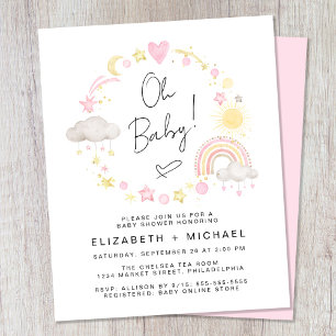 Budget Rainbow Baby Girl Couples Shower Invitation