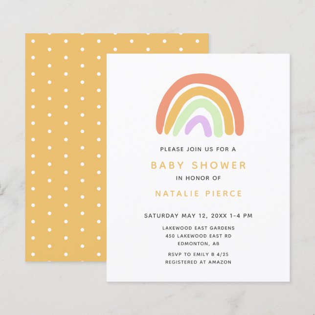  Budget Rainbow Baby Shower Cute Simple Yellow (Front/Back)