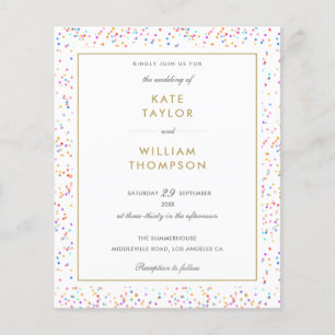 Budget Rainbow Confetti Photo Wedding Invitation