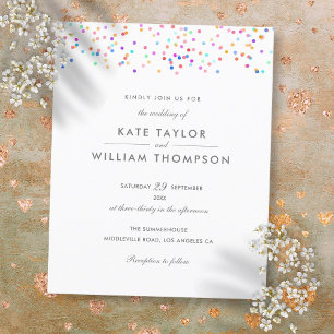 Budget Rainbow Confetti Wedding Invitation