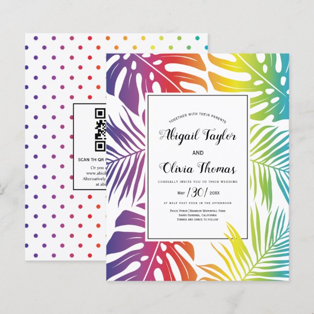 BUDGET Rainbow gay lesbian wedding invitation (Front/Back)