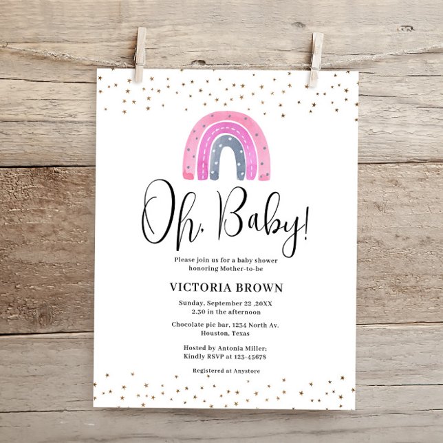 Budget Rainbow Girl Baby Shower Invitation (Creator Uploaded)