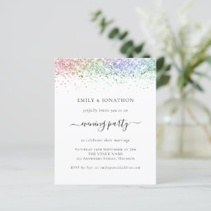 Budget Rainbow Glitter Evening Wedding Invitation