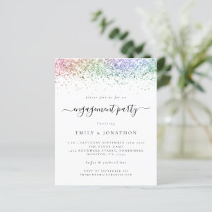 Budget Rainbow Glitter Script Engagement Invite