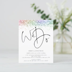 Budget Rainbow Glitter We Do QR Wedding Invite