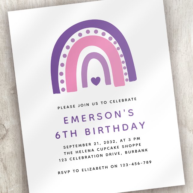 Budget Rainbow Kid's Birthday Party Invitation (Creator Uploaded)