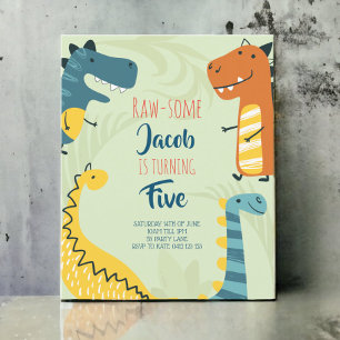 Budget, Raw-some Cute Dinosaur Birthday Invitation