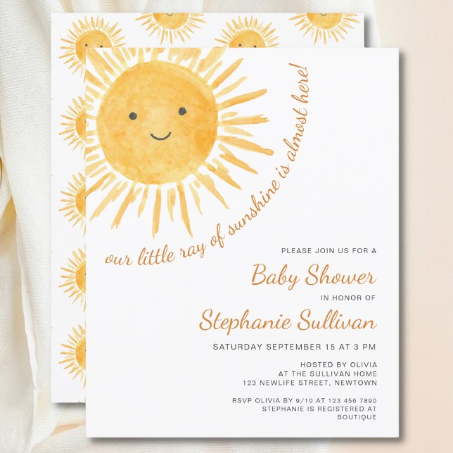 Budget Ray Of Sunshine Baby Shower Invitation (Creator Uploaded)