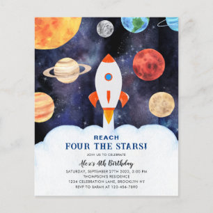 BUDGET Reach FOUR the Stars Space Rocket Birthday