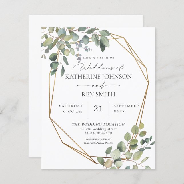 Budget REC Rustic Eucalyptus & Gold Frame Wedding (Front/Back)