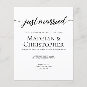 Budget Reception Only Wedding Photo Just married Flyer