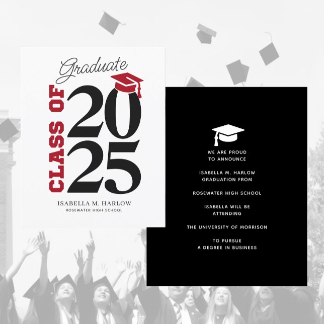 Budget Red Black Graduation Announcement (Creator Uploaded)
