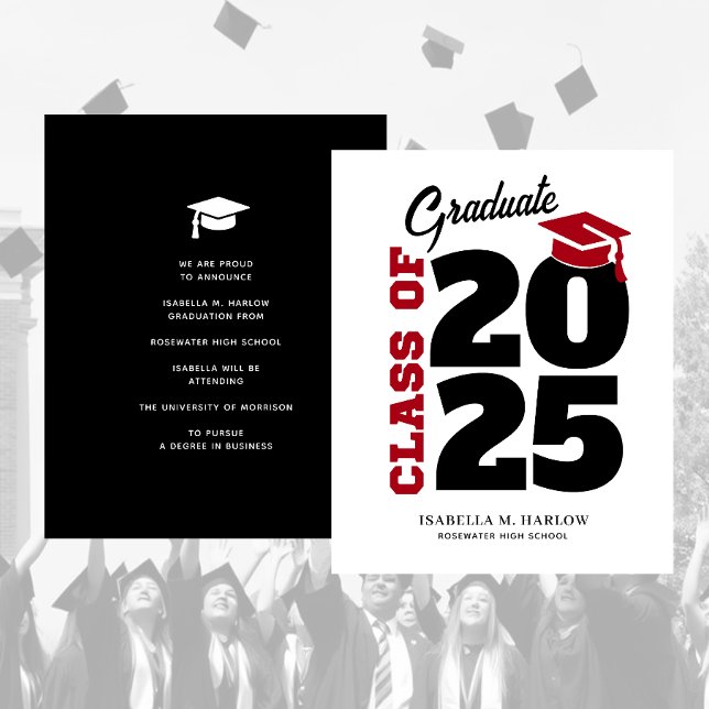 Budget Red Black Retro Graduation Announcement (Creator Uploaded)