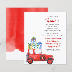 Budget Red Christmas Car We've Moved Holiday Cards