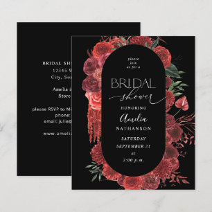 Budget Red Floral Black Bridal Shower