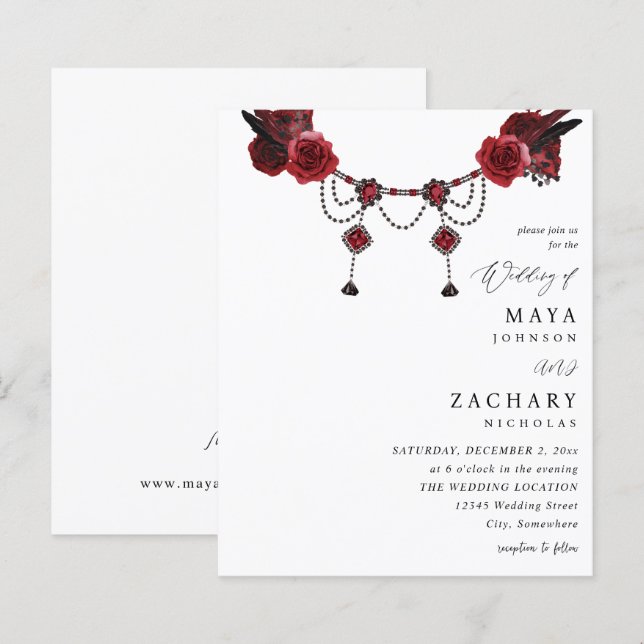 Budget Red Floral & Crystal Wedding  (Front/Back)