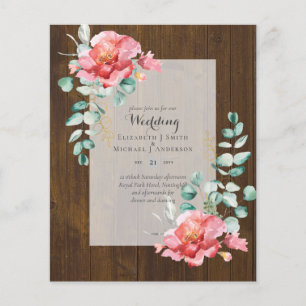 BUDGET Red Floral Eucalyptus Greenery Leaf WEDDING Flyer