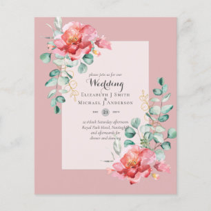 BUDGET Red Floral Eucalyptus Greenery Leaf WEDDING Flyer