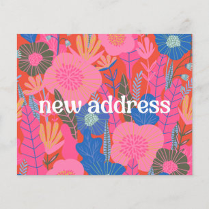 Budget Red Floral We Moved New Home Moving Card