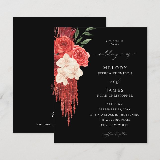 Budget Red Floral Wedding - Black (Front/Back)