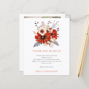 BUDGET Red Florals Quote Wedding 3 Photo Thanks