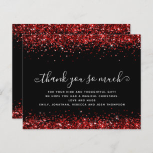 Budget Red Glitter Christmas Black Thank You