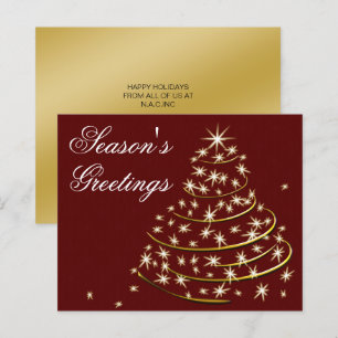 Budget Red Gold Christmas Tree Holiday Card