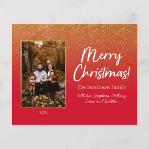 Budget Red Gold Glam Personalised Photo Family
