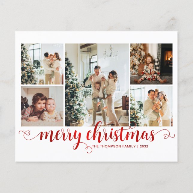BUDGET Red Merry Christmas Heart Script 5 Photo (Front)