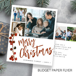 Budget red Merry Christmas photo Holiday Card