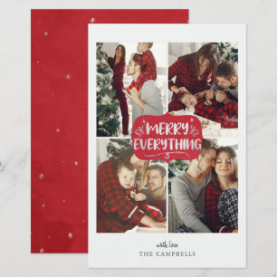 Budget Red Merry Everything 4 photo holiday card