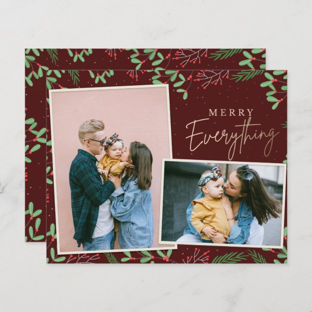 Budget Red Merry Everything Photo Holiday Card (Front/Back)