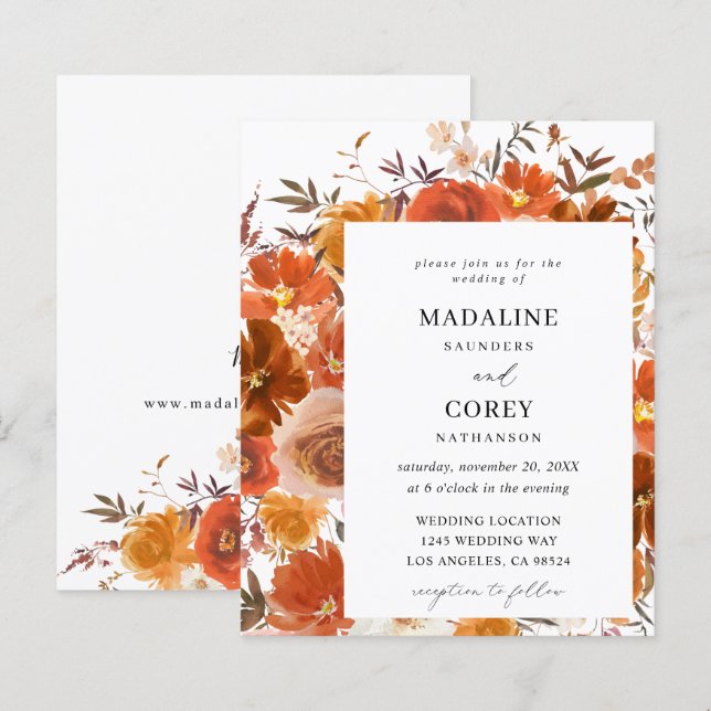 Budget Red & Orange Fall Floral Wedding (Front/Back)