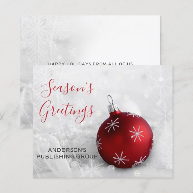 Budget Red Ornament Company Holiday Card (Front/Back)