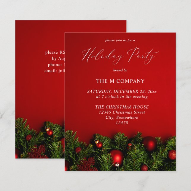 Budget Red Ornament Holiday Party (Front/Back)