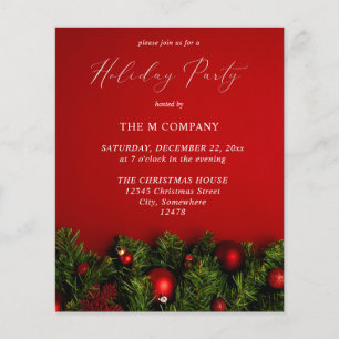 Budget Red Ornament Holiday Party Flyer