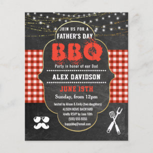 BUDGET Red Plaid Father's Day BBQ Party Invitation