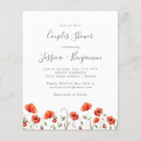 Budget Red Poppy Garden Floral Couples Shower  
