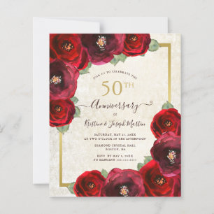 Budget Red Rose Floral 50th Anniversary Party